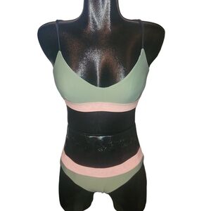 Body Glove Women's Olive Green and Pink Bikini Set XS